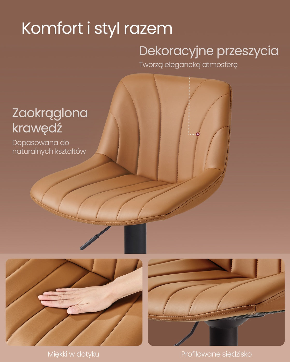 Zestaw 2 hokerów barowych karmelowy brąz