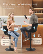 Zestaw 2 czarnych hokerów barowych z aksamitu
