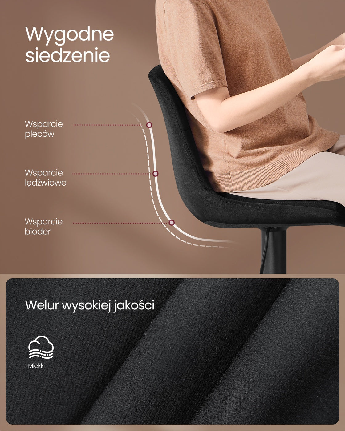 Zestaw 2 czarnych hokerów barowych z aksamitu