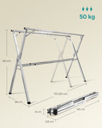 Suszarka stojąca regulowana 133-200 cm szara
