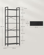 Regał 6-półek stalowo-płytowy 186 cm czarny