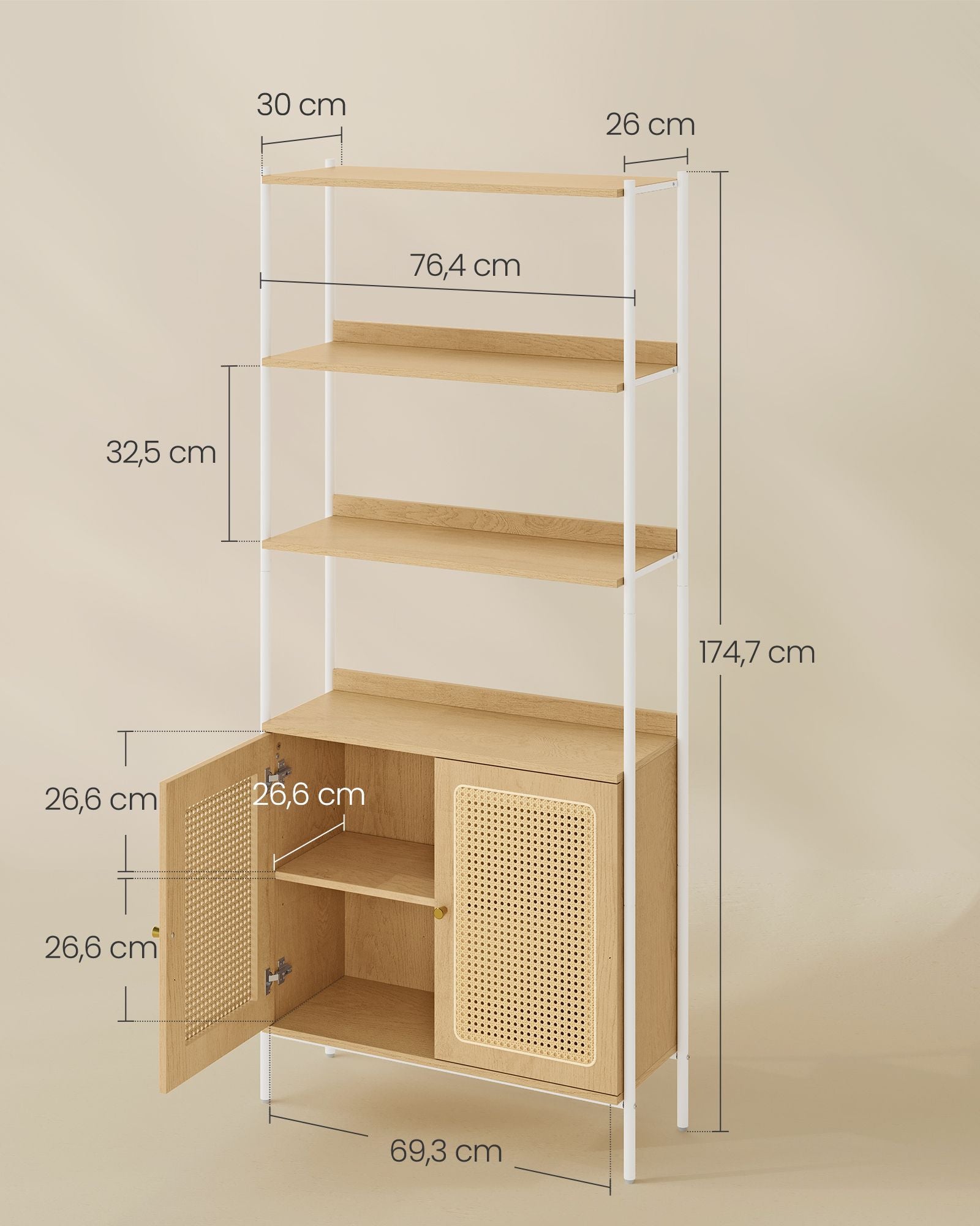 Regał na książki, oak beige, 76,4 cm