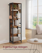 6-poziomowy regał biblioteczny 30x40x176 cm brązowo-czarny
