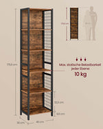 6-poziomowy regał biblioteczny 30x40x176 cm brązowo-czarny