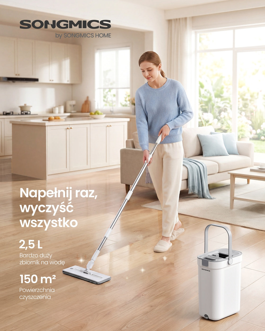 Mop płaski z wiadrem do mycia podłóg