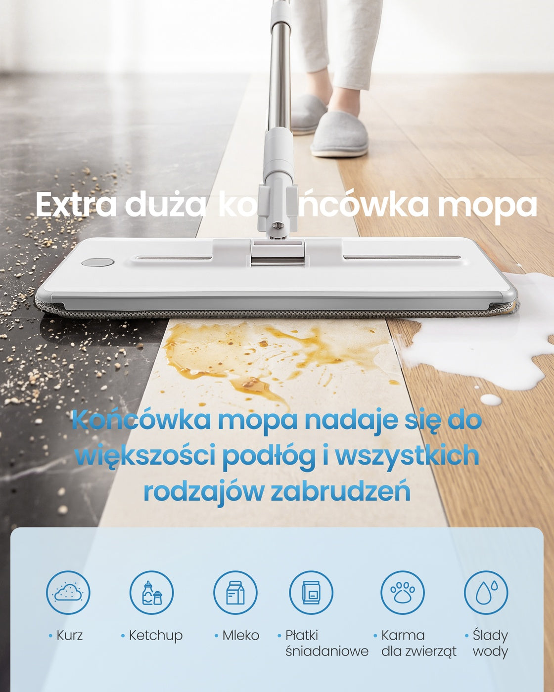 Mop płaski z wiadrem do mycia podłóg
