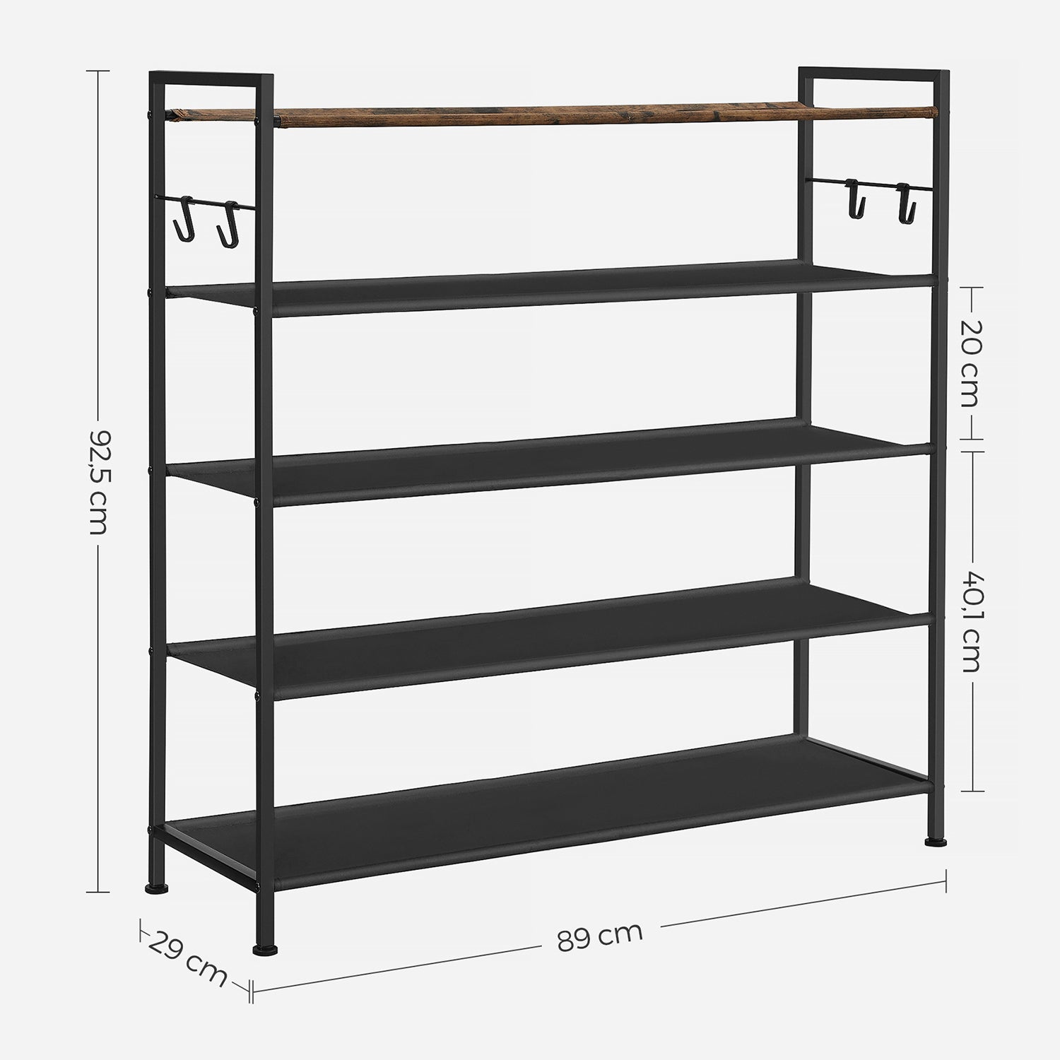 Szafka na buty, czarny, 90 cm