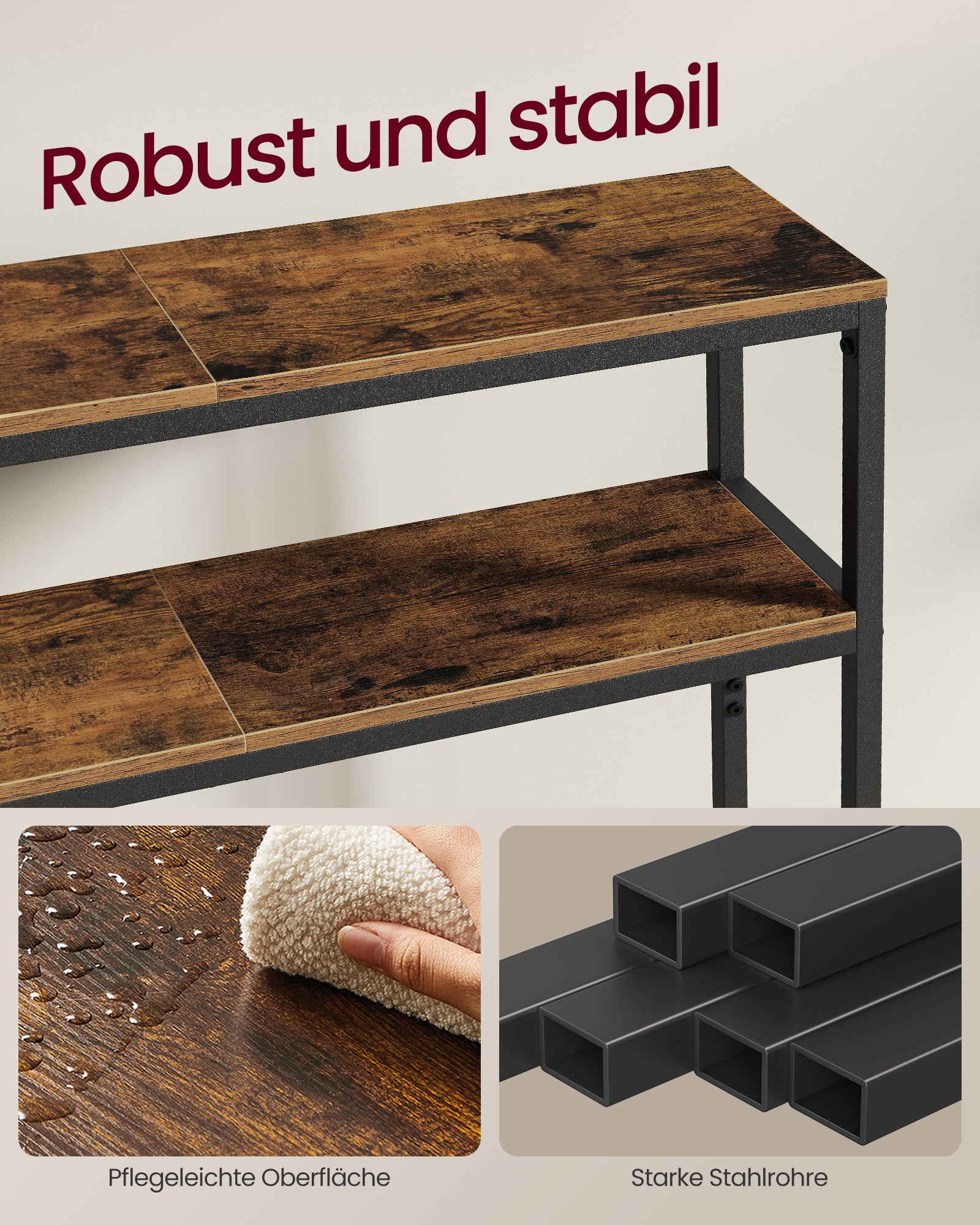 Konsola, rustykalny brąz, 100 cm