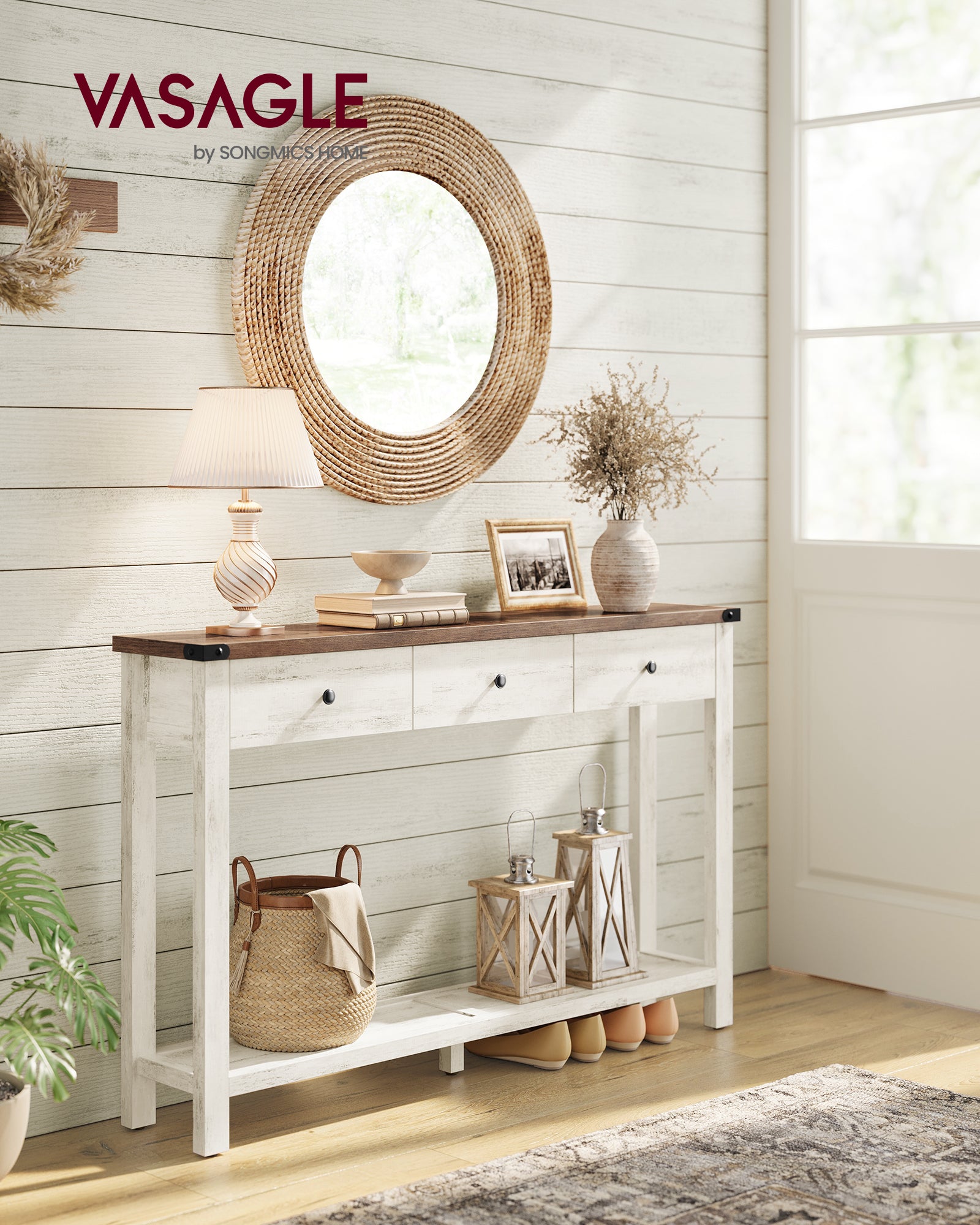 Stolik pomocniczy, rustic white, 120 cm
