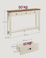 Stolik pomocniczy, rustic white, 120 cm