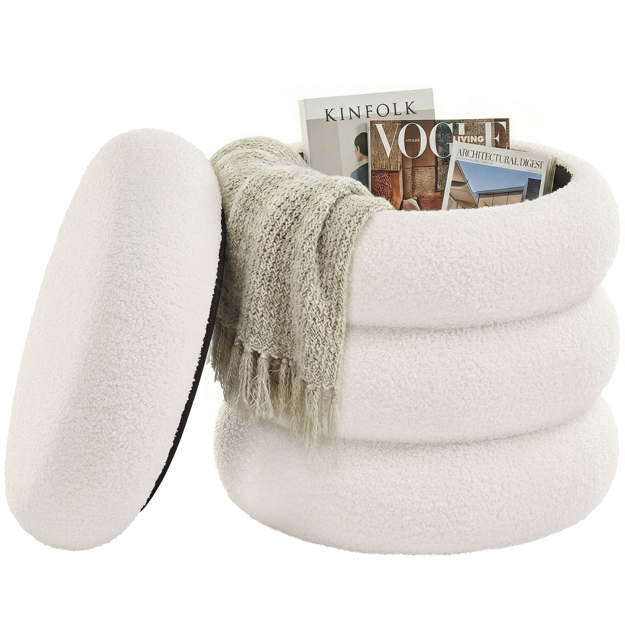 Pufa ze schowkiem, cream white, 43 cm