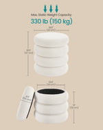 Pufa ze schowkiem, cream white, 43 cm