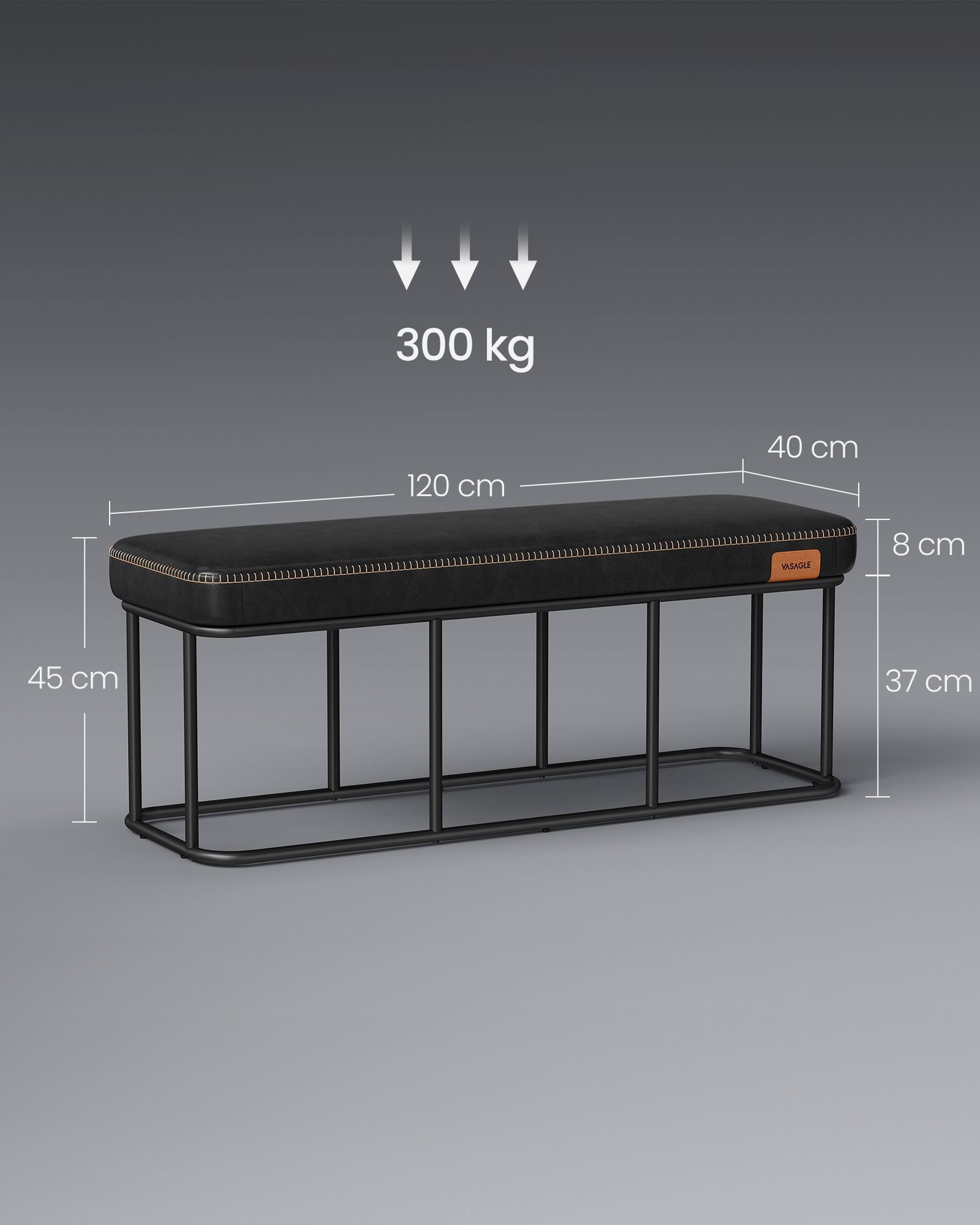 Pufa ze schowkiem, czarny, 120 cm