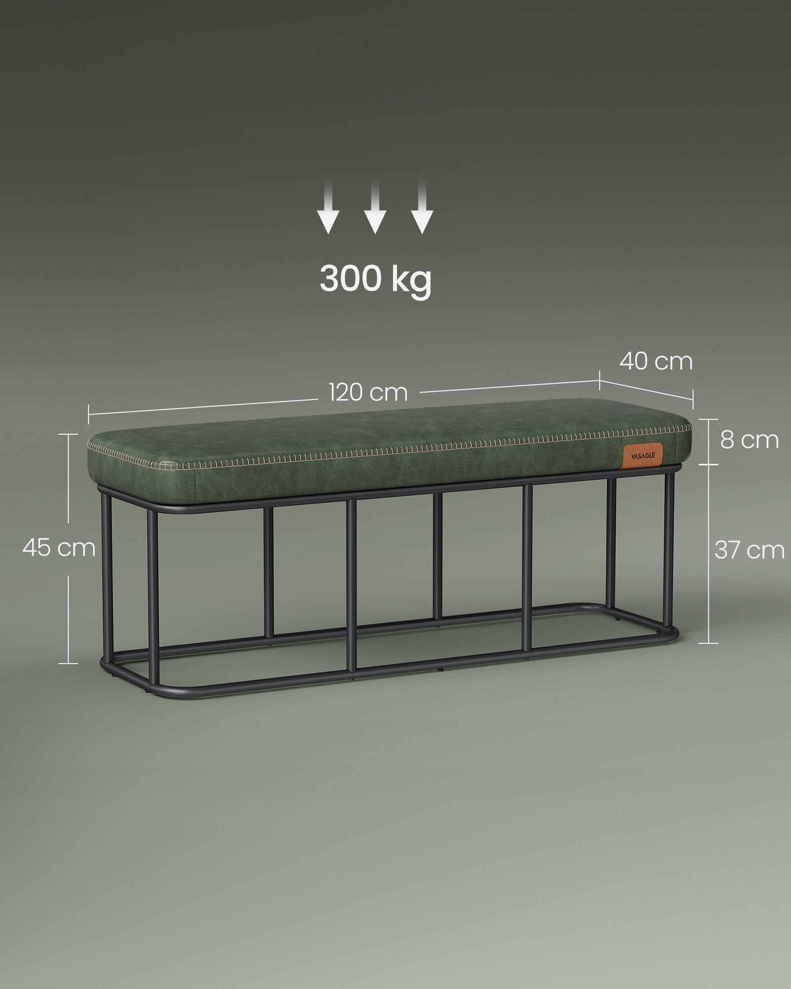 Pufa ze schowkiem, zielony, 120 cm