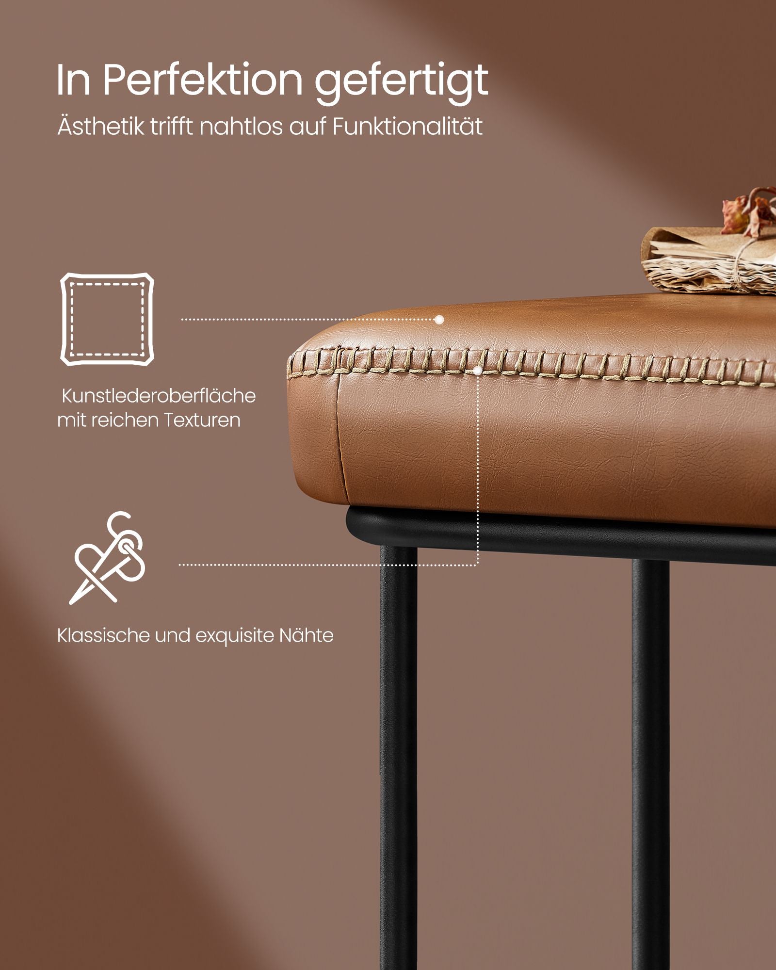 Pufa ze schowkiem, caramel brown, 120 cm