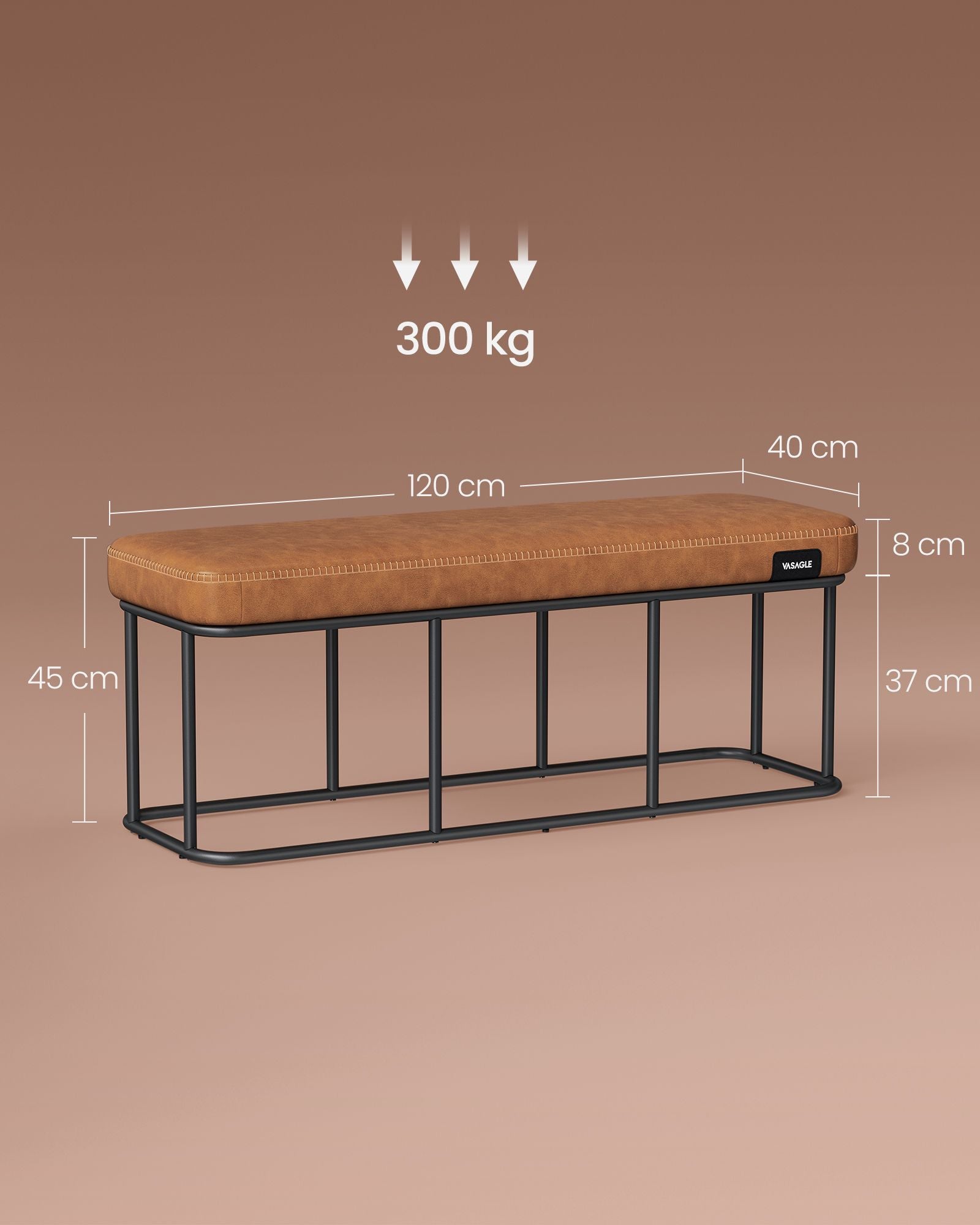 Pufa ze schowkiem, caramel brown, 120 cm