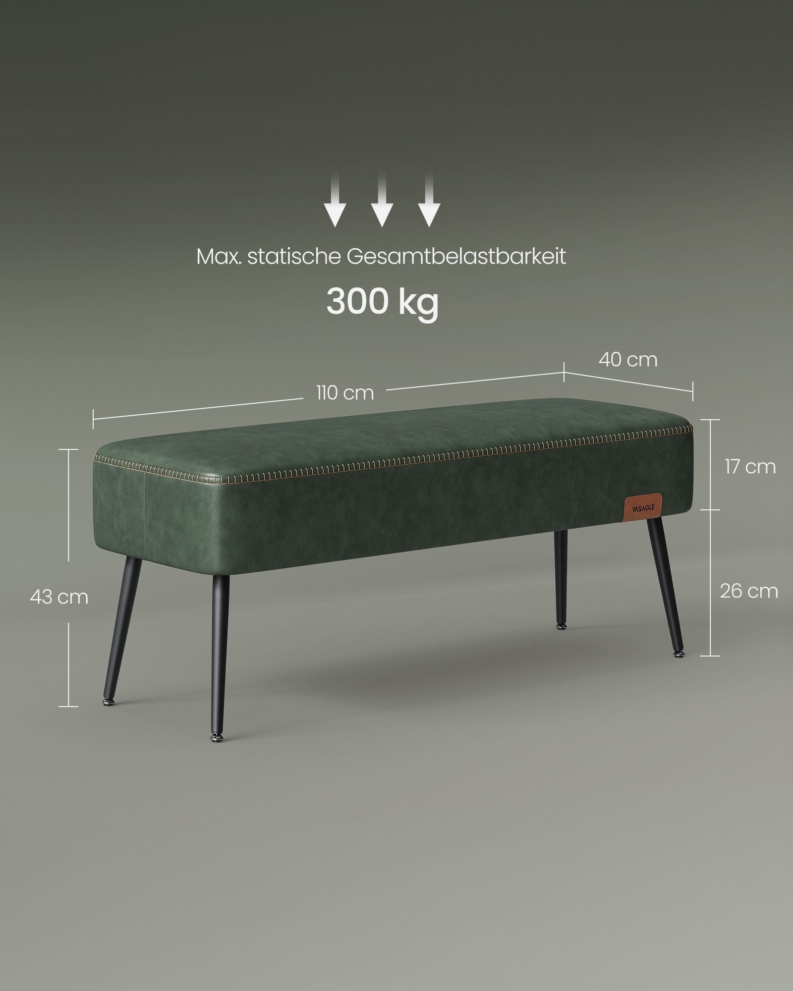 Pufa ze schowkiem, zielony, 110 cm