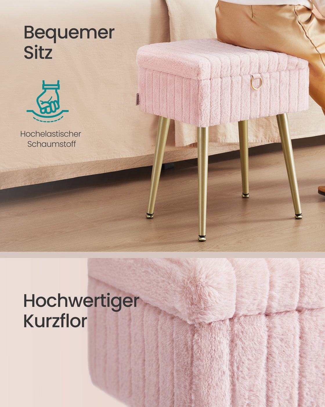 Stołek z schowkiem różowy pastelowy