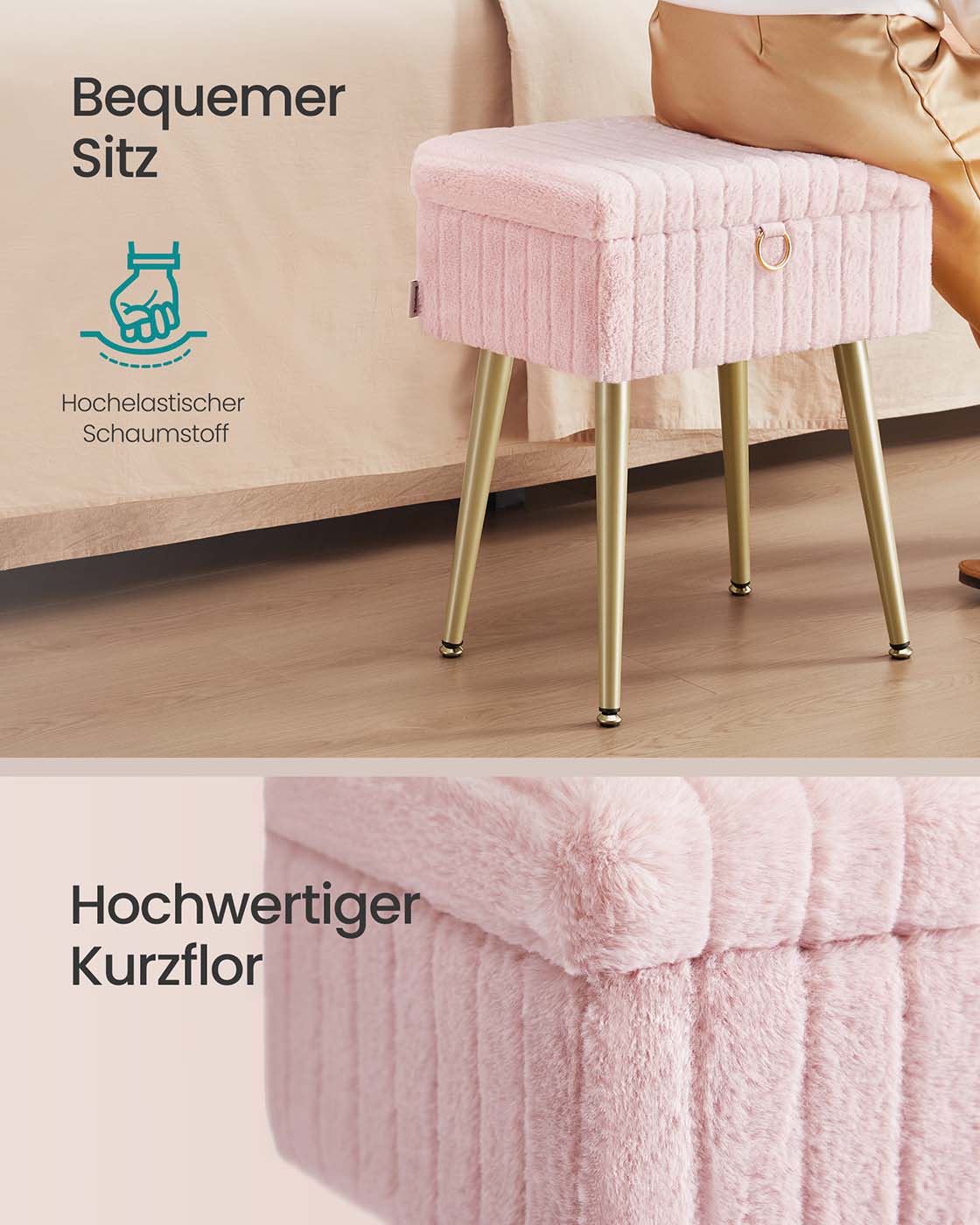 Stołek z schowkiem różowy pastelowy