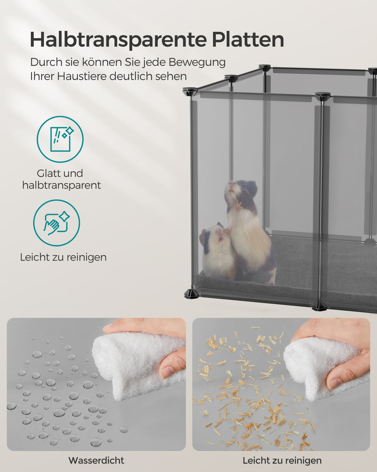 Zewnętrzny wybieg z szarymi panelami plastikowymi
