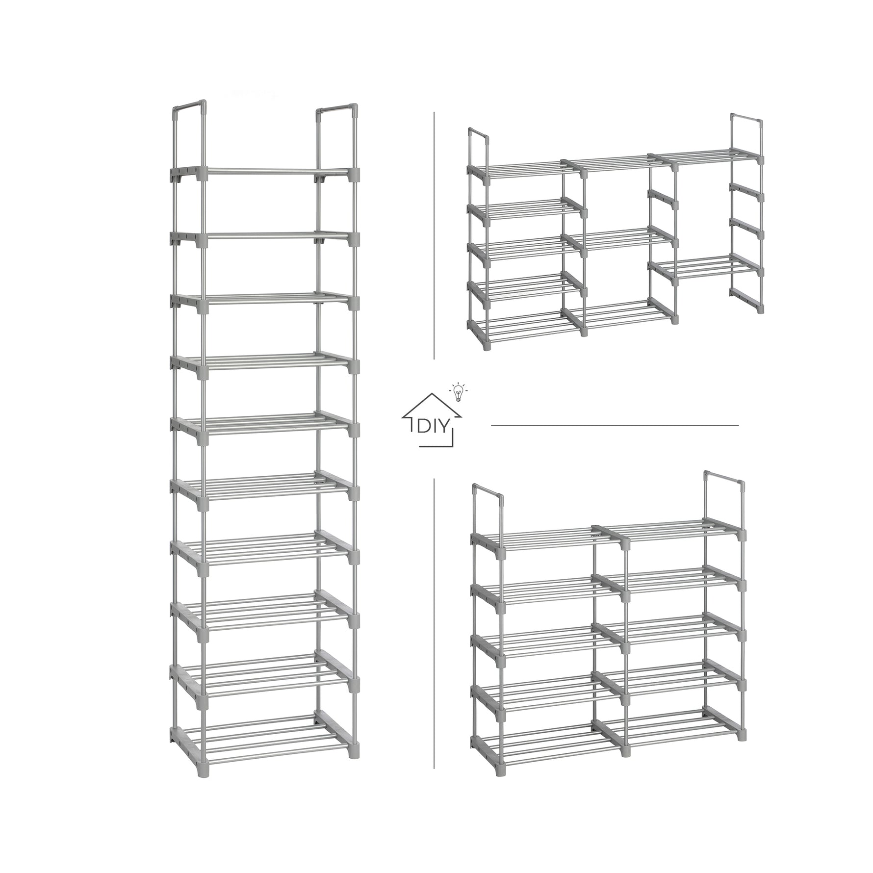 Regał na buty, szary, 45 cm