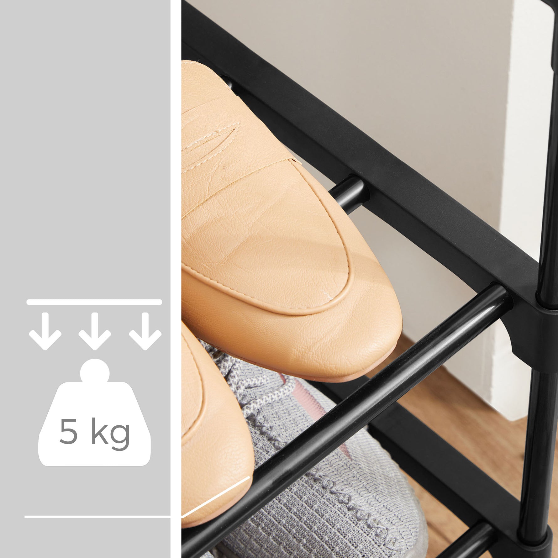 Regał na buty, czarny, 92 cm