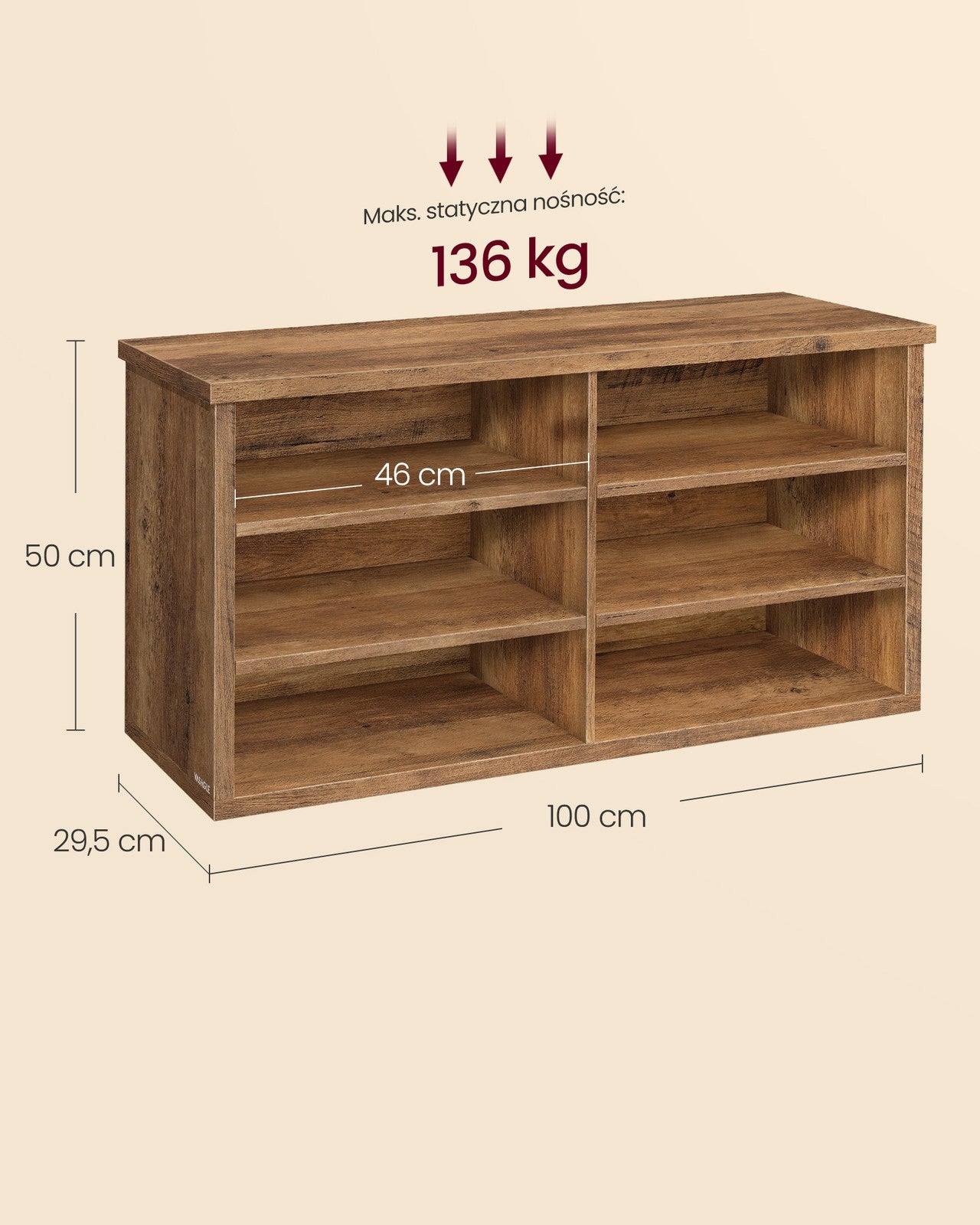 Ławka na buty z miejscem do przechowywania 100x50x29,5 cm