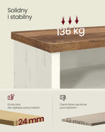 Ławka na buty z schowkiem 100x29,5x50 cm vintage biały miód