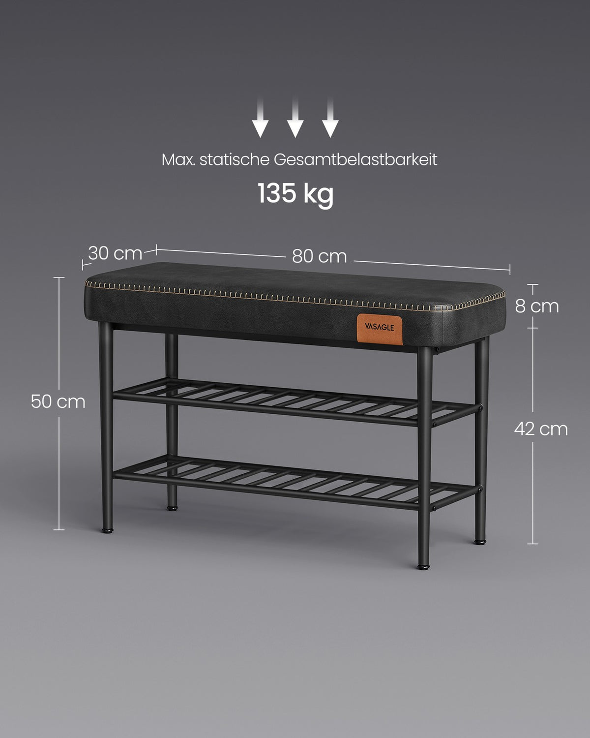 Ławka na buty z siedziskiem EKHO 80x30 cm