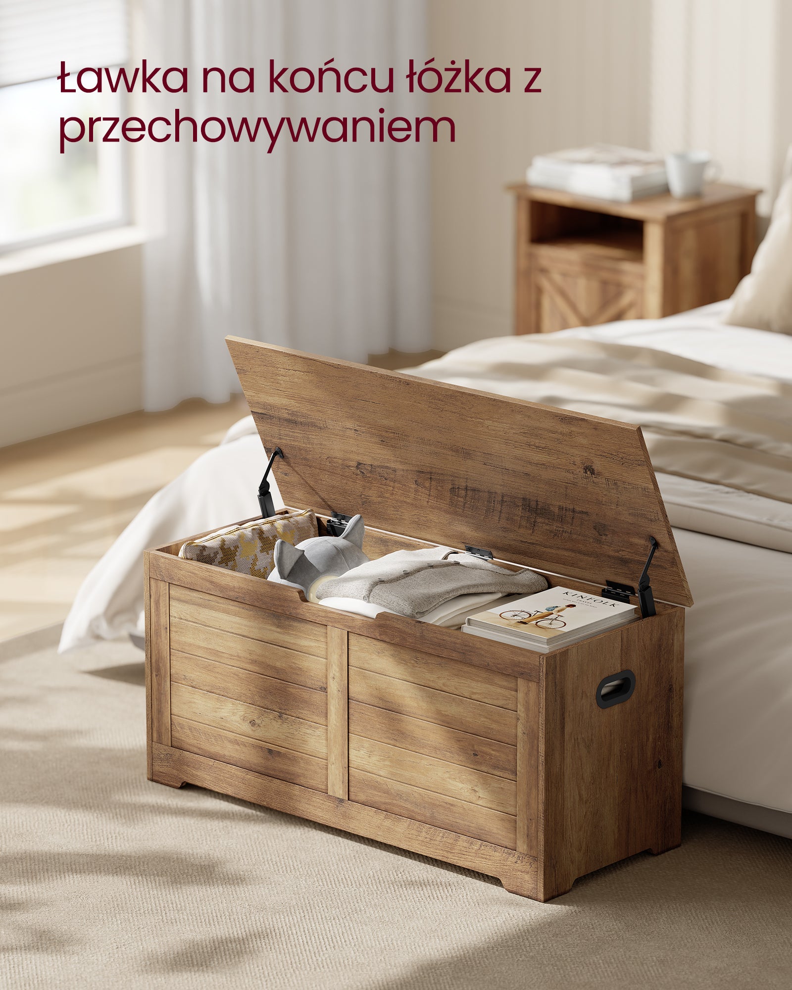 Ławka na buty ze schowkiem 100x40x46 cm miodowo-brązowa