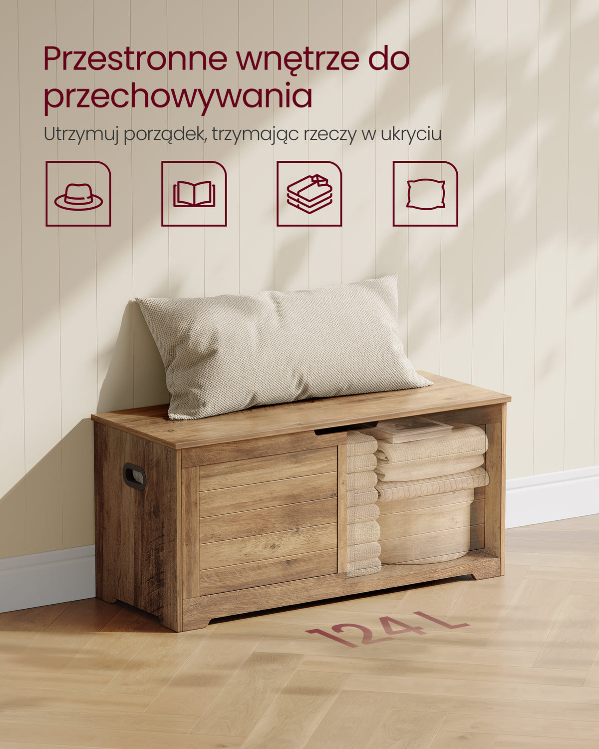 Ławka na buty ze schowkiem 100x40x46 cm miodowo-brązowa