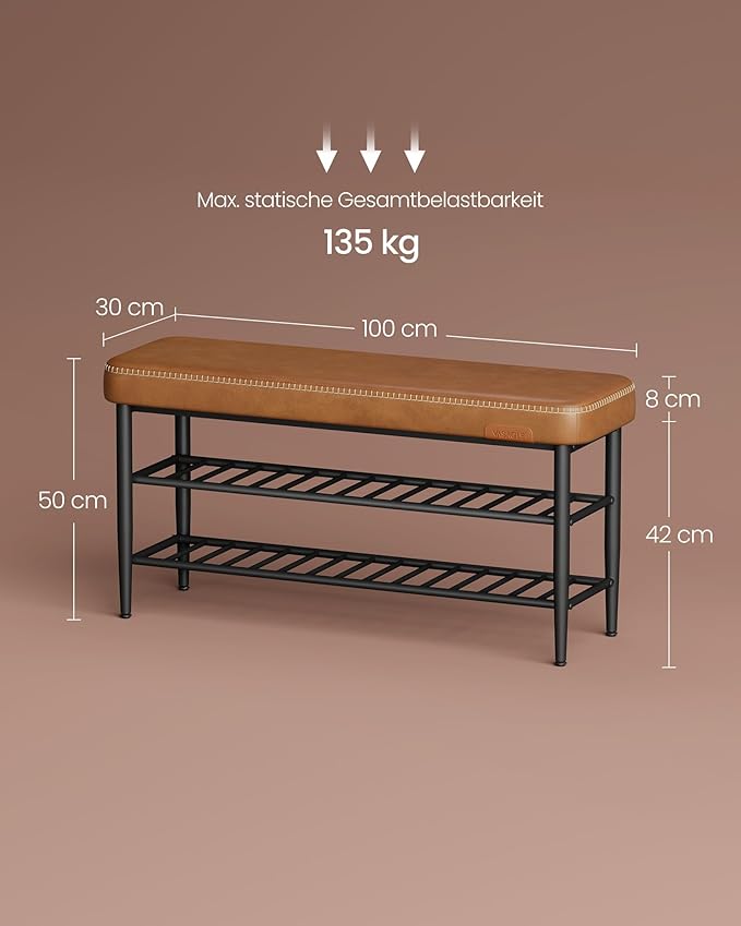 Ławka na buty, caramel brown, 100 cm