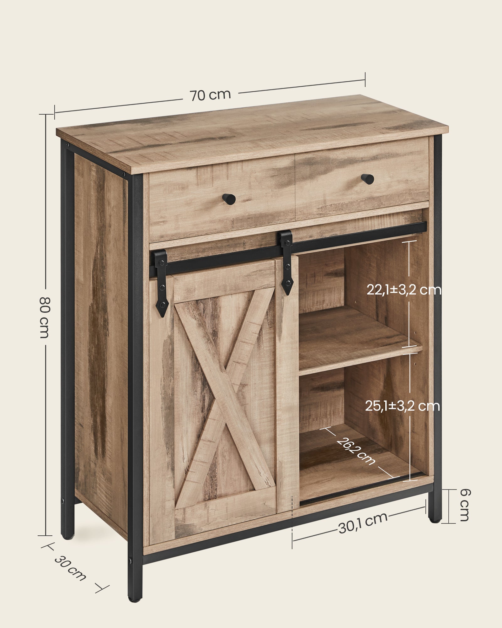 Szafka boczna z drzwiami przesuwnymi 30x70x80 cm dąb czarny