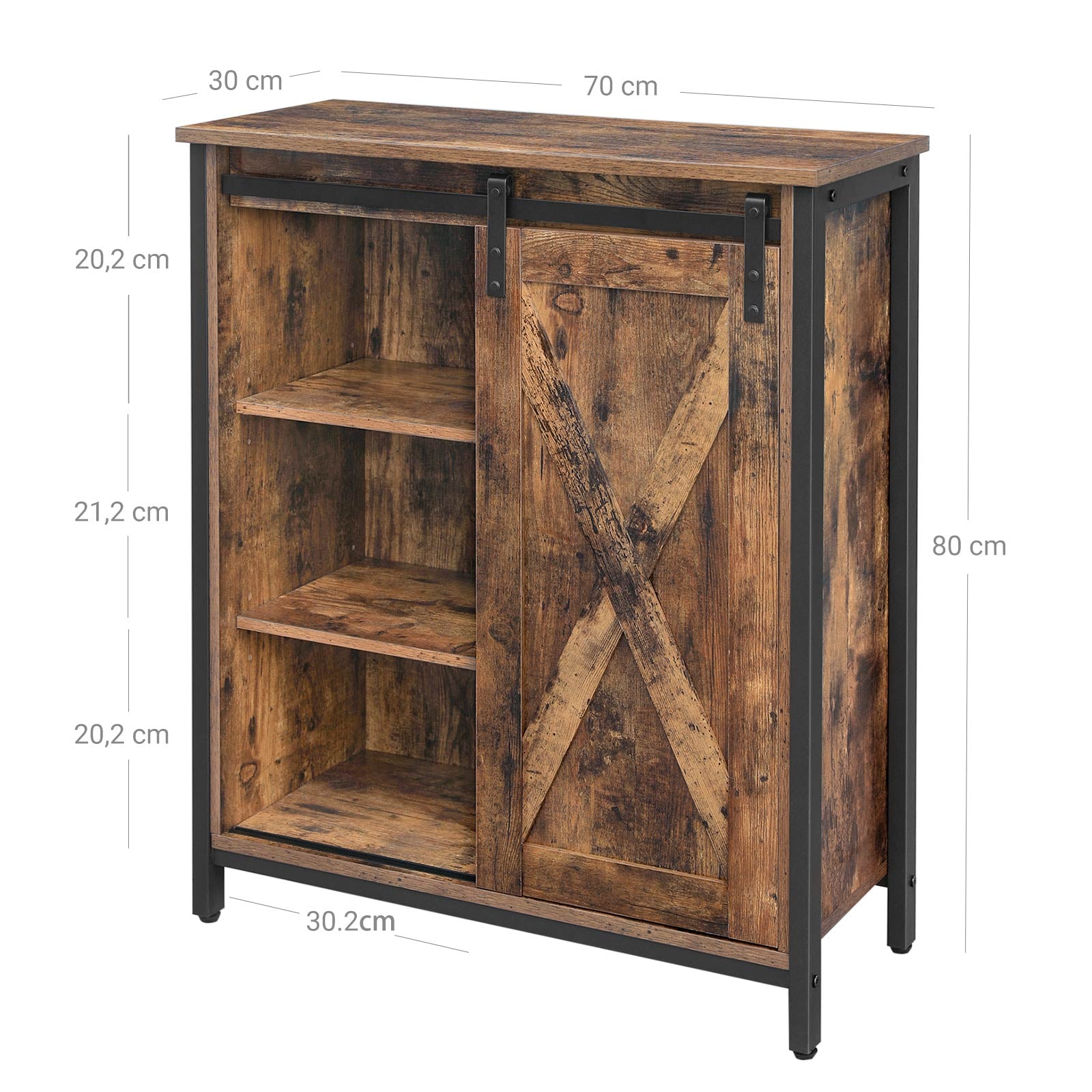 Szafka do przechowywania, rustykalny brąz, 70 cm