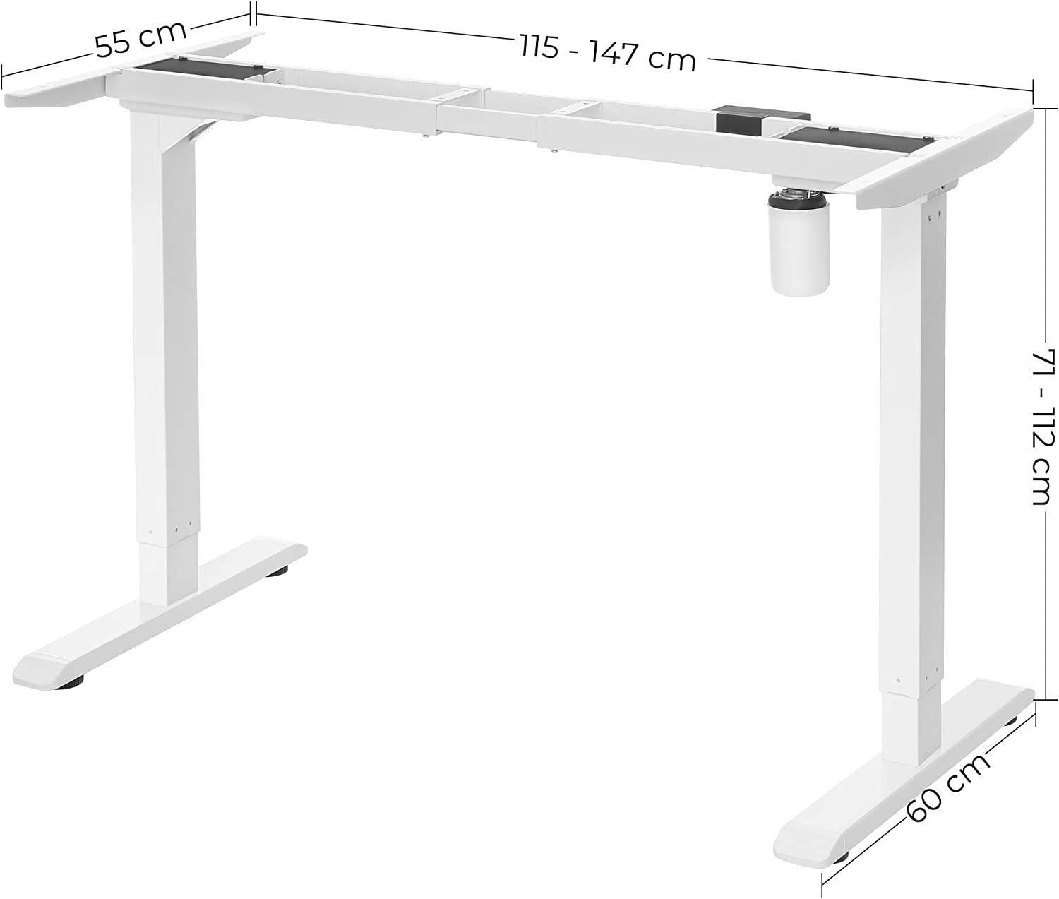 Biurko z regulacją wysokości, biały, 110 cm