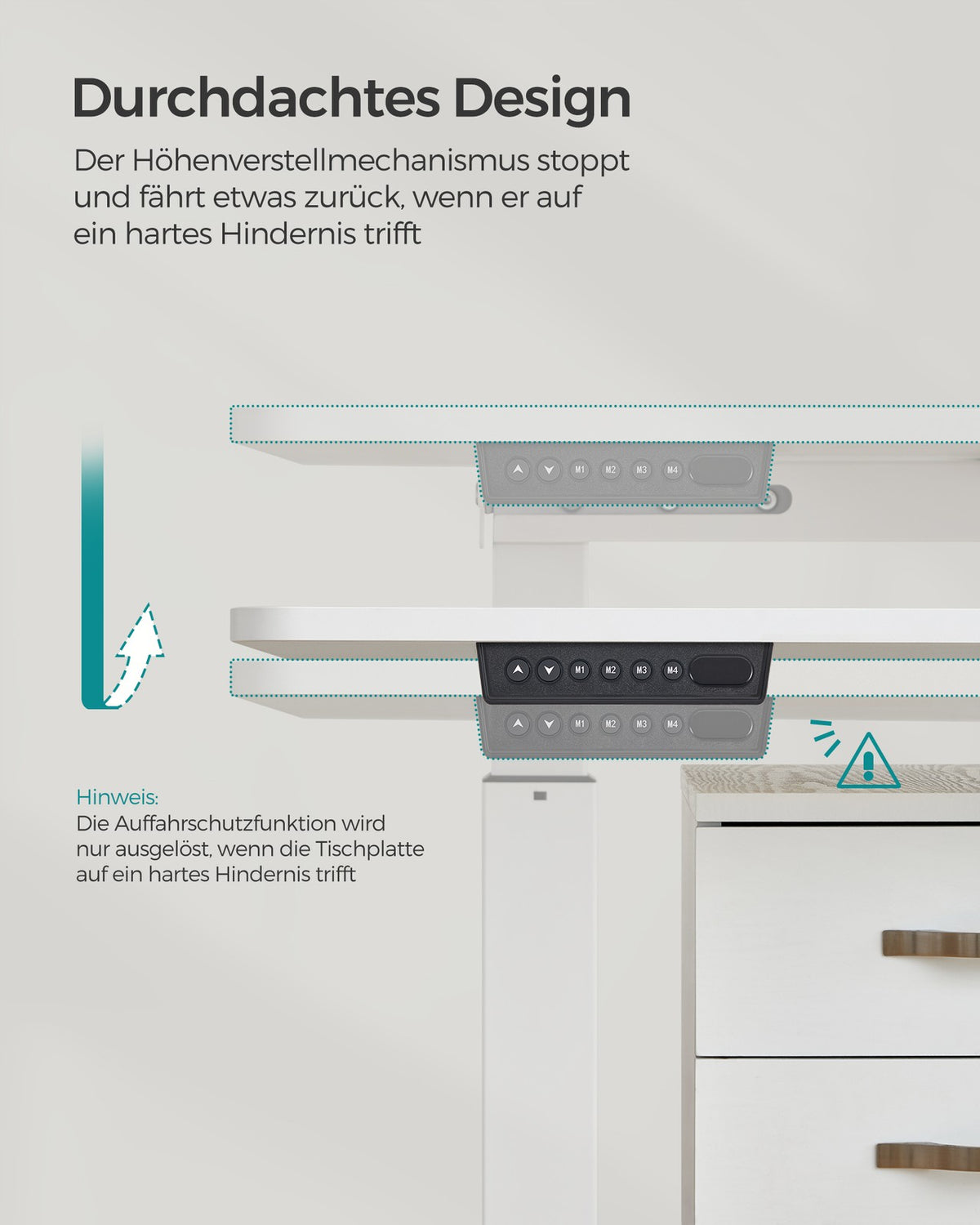 Elektryczne biurko regulowane 72-120 cm białe
