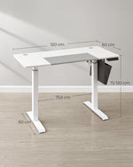 Elektryczne biurko regulowane 72-120 cm białe