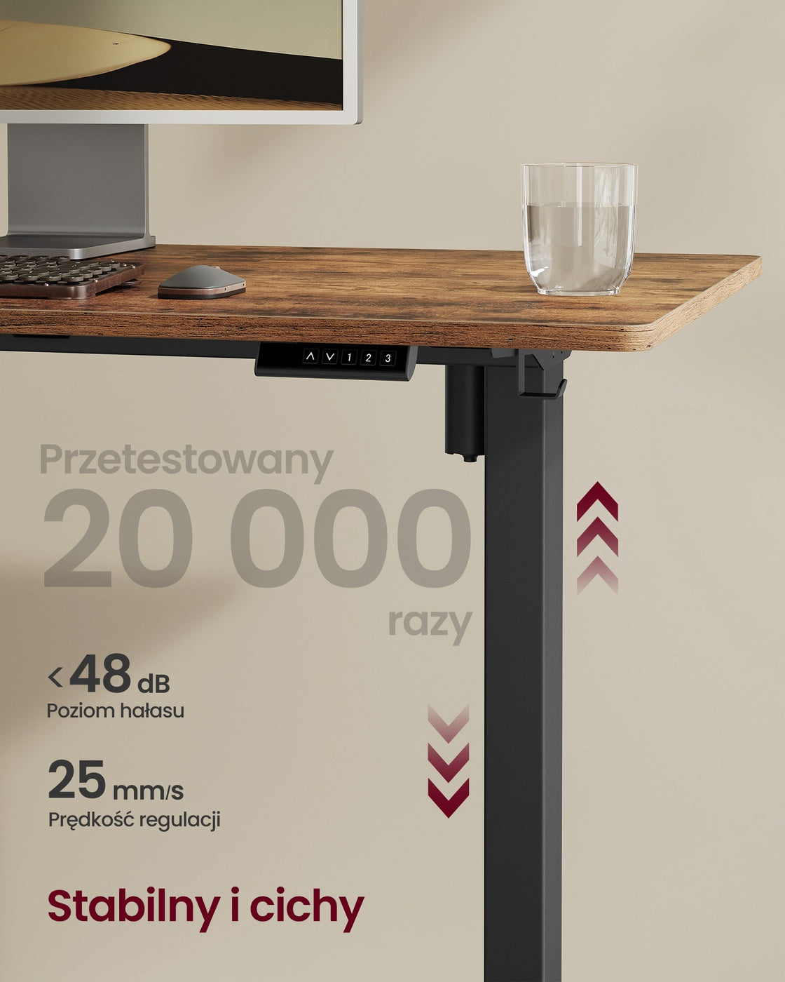 Elektryczne biurko regulowane 72-118 cm czarne