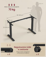 Elektryczne biurko regulowane 72-118 cm czarne
