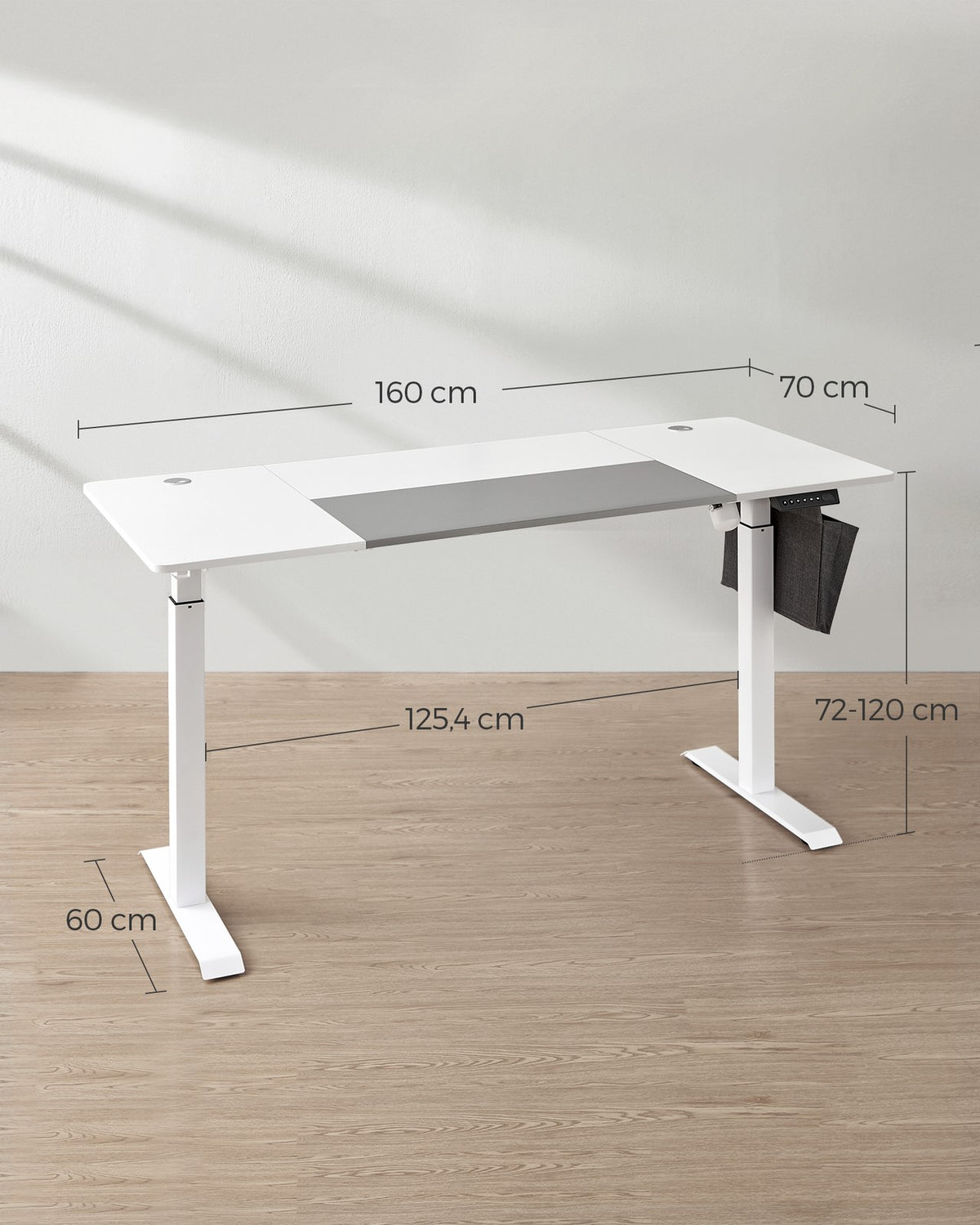 Biurko z elektryczną regulacją wysokości 70×160 cm