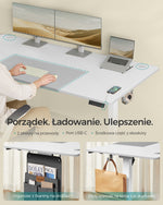 Elektryczne biurko regulowane 180×80 cm białe z szarym