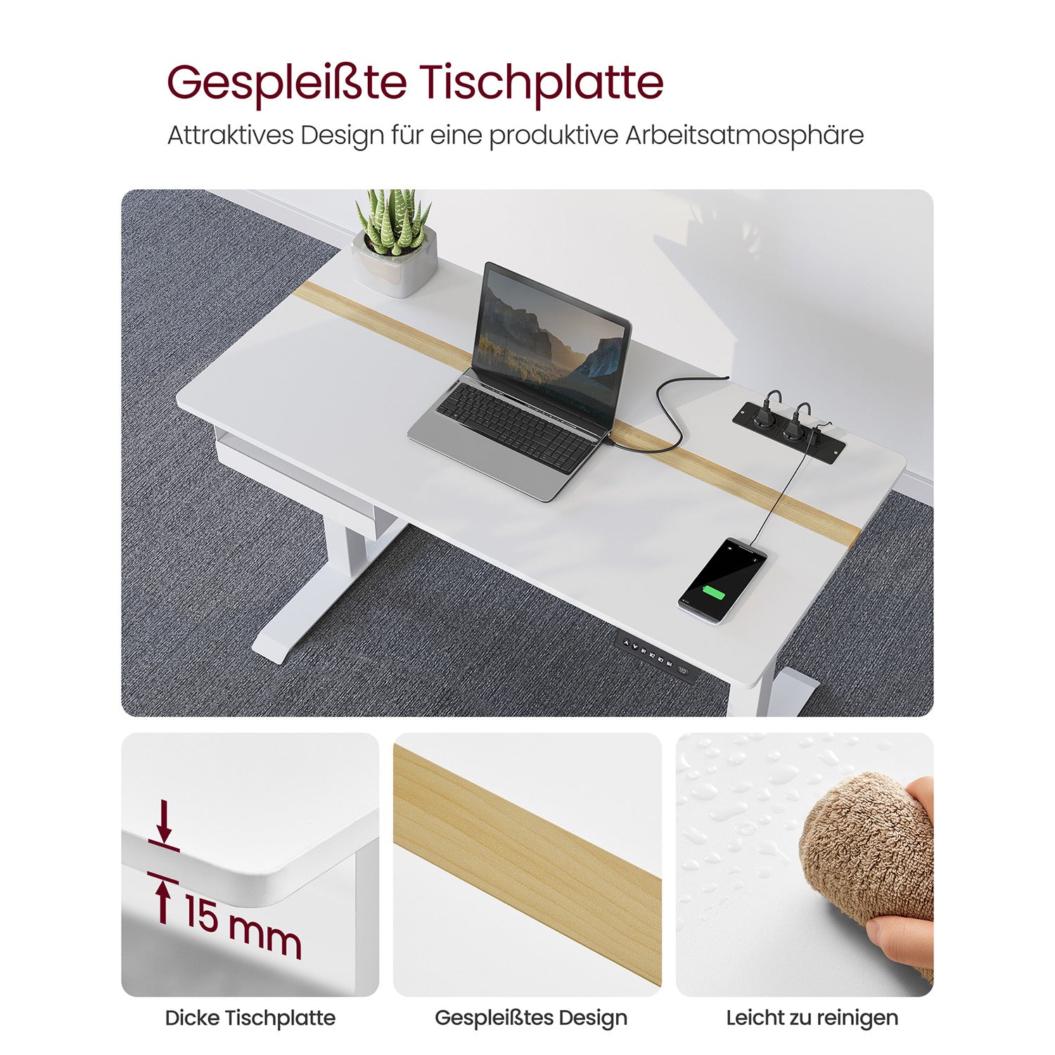 Biurko regulowane elektrycznie 60x120 cm białe