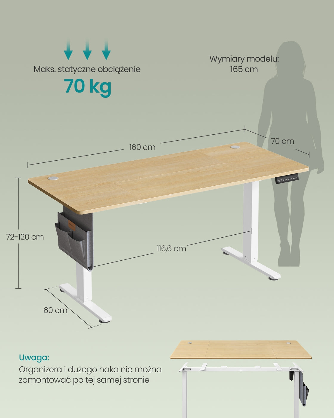 Kosz na śmieci do kuchni ze stelażem 70x160x72-120 cm