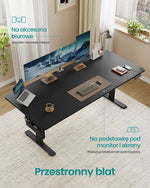 Elektryczne biurko regulowane 180×80 cm czarne