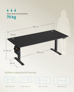 Elektryczne biurko regulowane 180×80 cm czarne