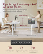 Elektryczne biurko regulowane 180x80 cm białe