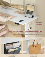 Elektryczne biurko regulowane 180x80 cm białe