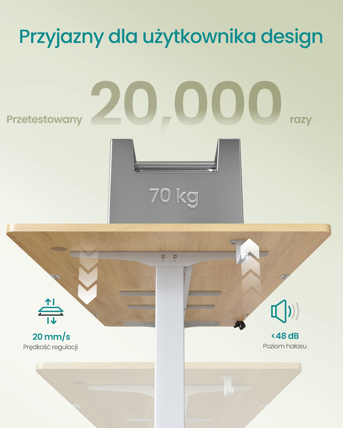 Biurko elektryczne regulowane 180x80 cm dąb złoty
