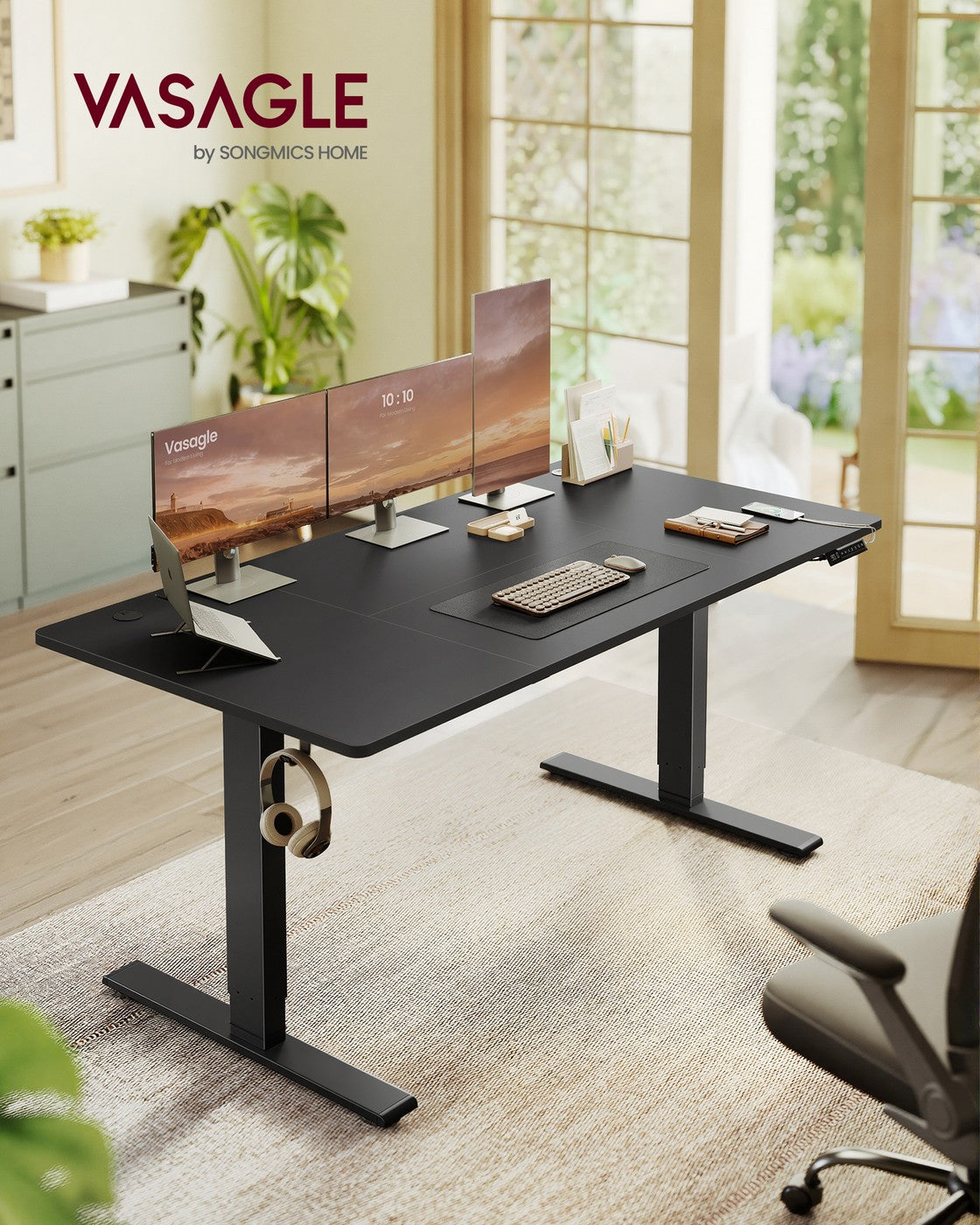 Regulowane biurko 160x80 cm czarne