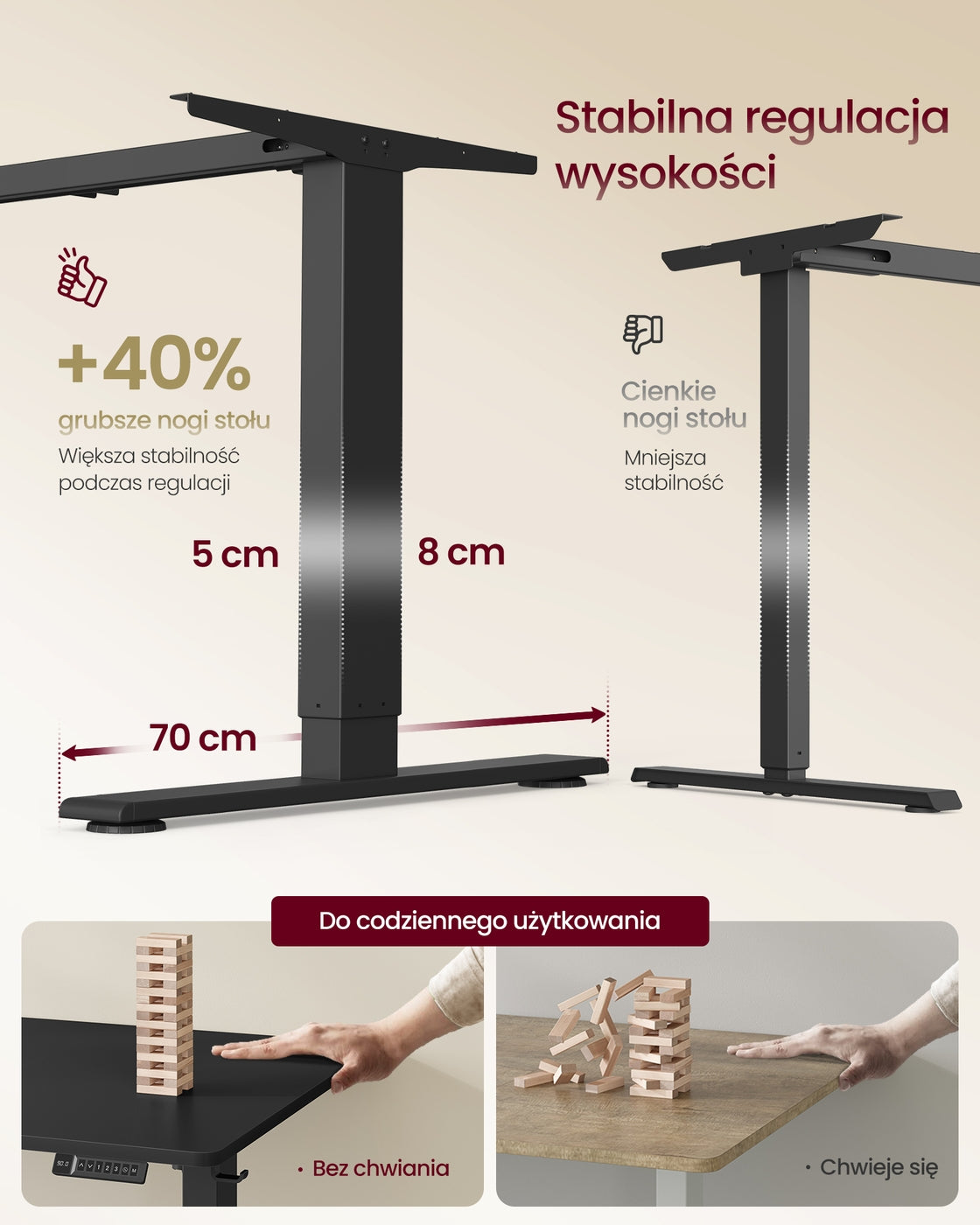 Regulowane biurko 160x80 cm czarne